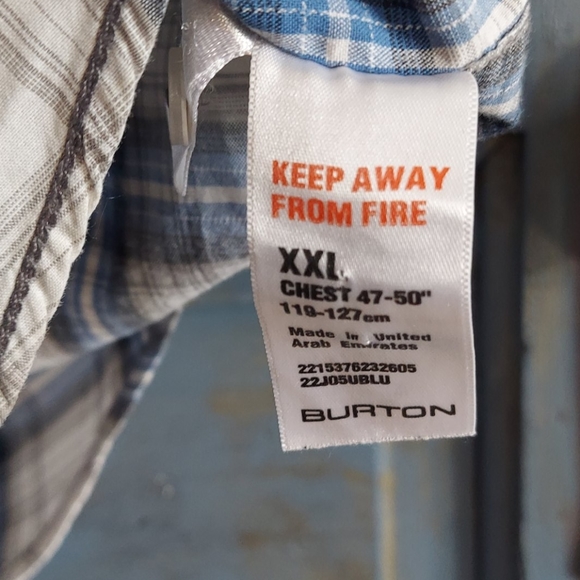 Burton plaid button down shirt w snaps XXL - Picture 5 of 6